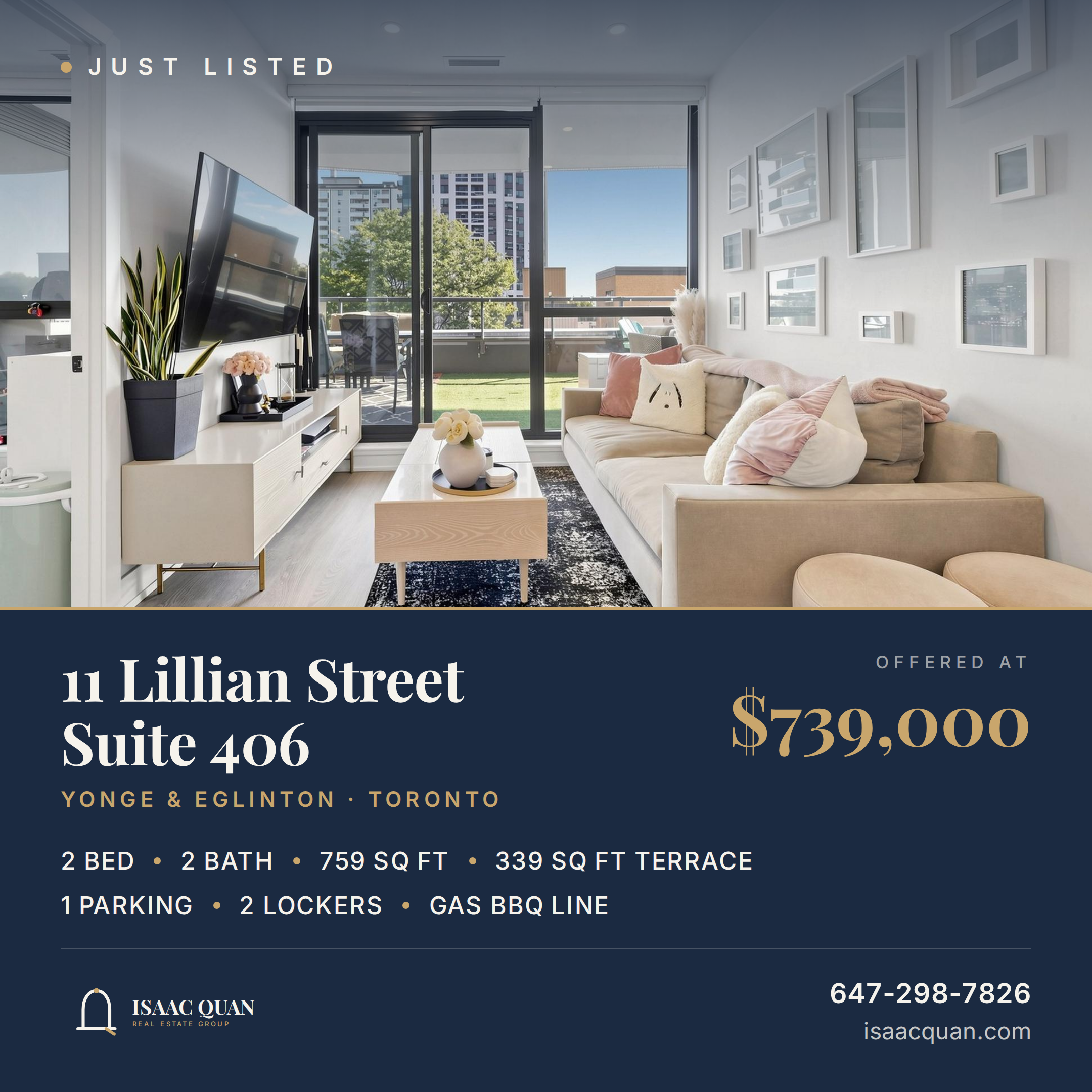 11 Lillian St Suite 406 Yonge Eglinton Toronto Just Listed $739,000 2 Bed 2 Bath Terrace