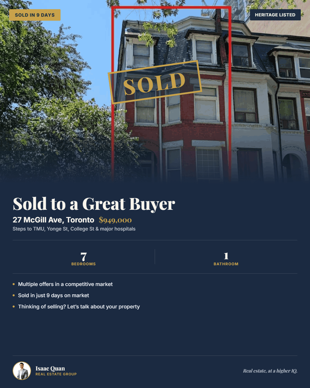 27 McGill Ave Toronto Court Ordered Sale Sold $915,000 Heritage Listed Multiple Offers 9 Days